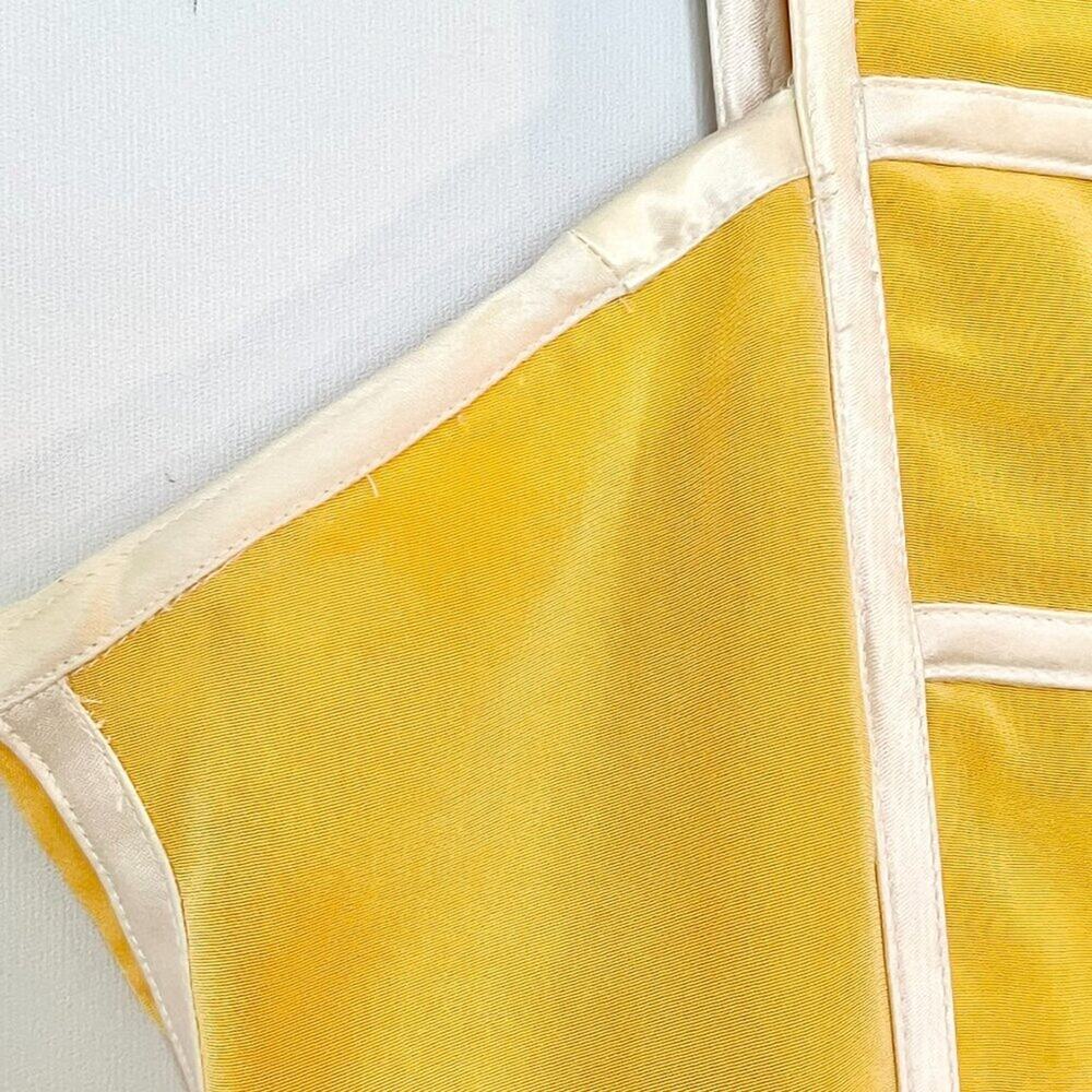 Cache Vintage 90's Panel Square Neck Mini Shift Dress Yellow Ivory Womens 2 - Picture 5 of 12